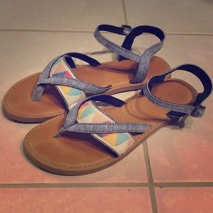 Toms Lexie style chambray print sandals